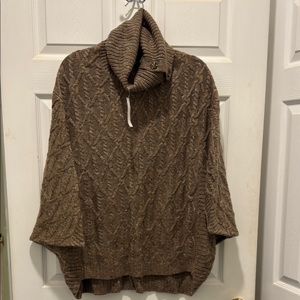 Anthropologie Brown Chunky Turtleneck Sweater - Picture 2 of 9